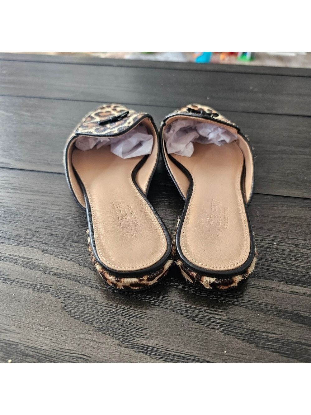 J. Crew Piped Loafer Mules In Calf Hair Size 6 - Picture 4 of 7